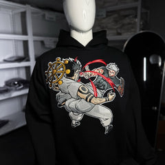 Embrotech Anime Black Style embroidered hoodies.