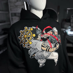 Embrotech Anime Black Style embroidered hoodies.
