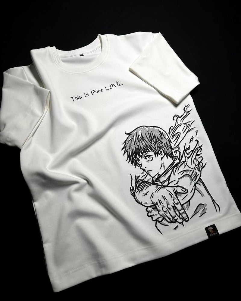 Embrotech Anime White Man Style embroidered T-SHIRT.