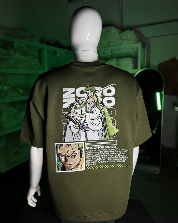 Embrotech Anime green Man Style embroidered T-SHIRT.