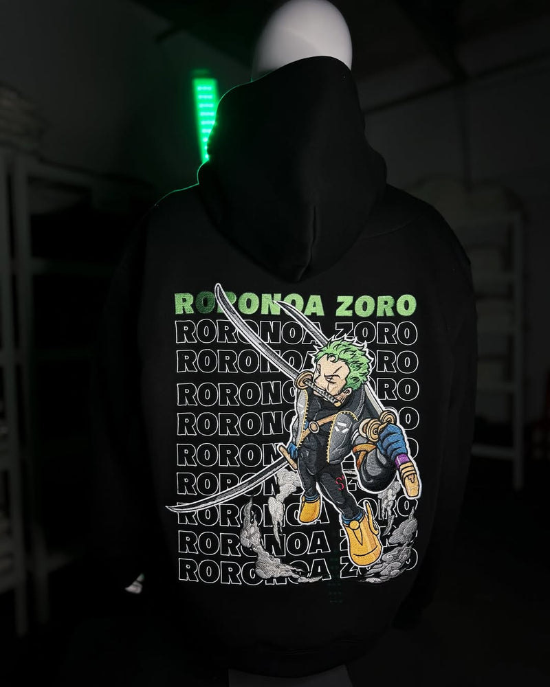 Embrotech Anime Zoro Style embroidered hoodies.