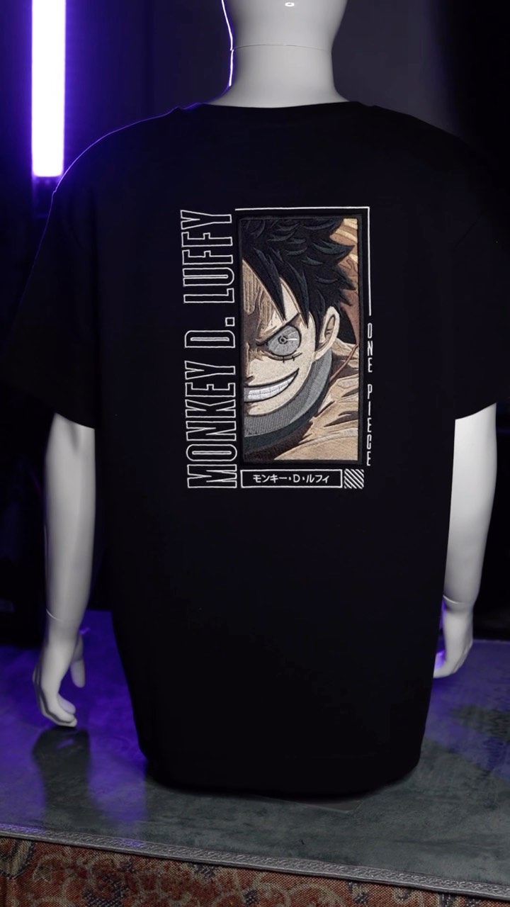 Embrotech Anime Monckey Lufy Style embroidered T-SHIRT.
