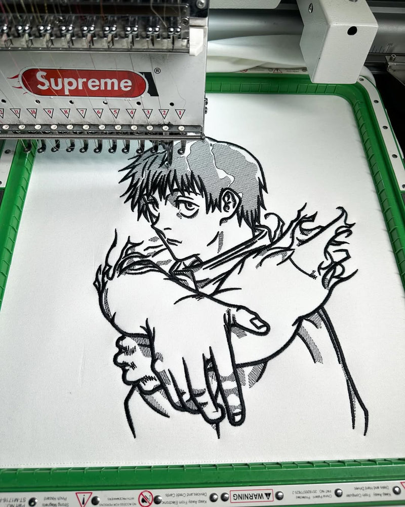 Embrotech Anime White Man Style embroidered T-SHIRT.