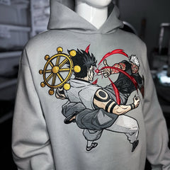 Embrotech Anime gray Style embroidered hoodies.