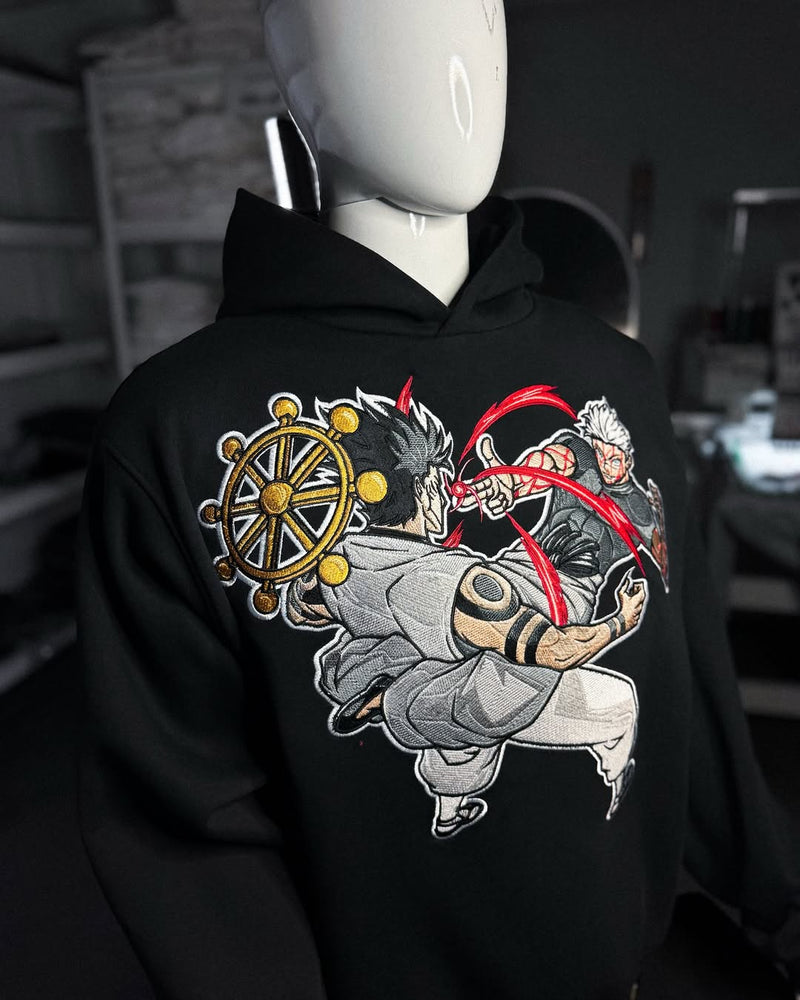 Embrotech Anime Black Style embroidered hoodies.