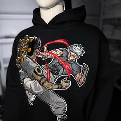 Embrotech Anime Black Style embroidered hoodies.
